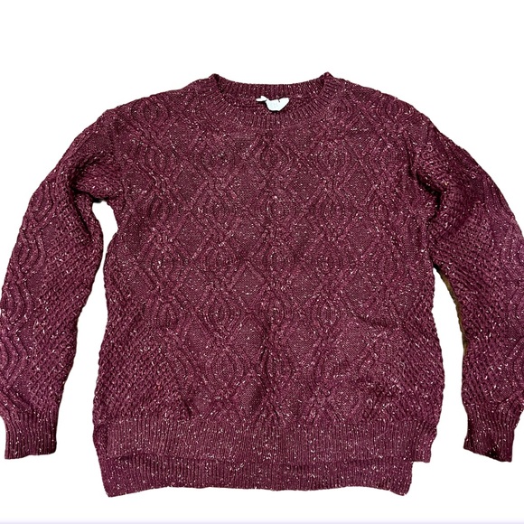 Time and Tru Met Burgundy Mixed Stitch Sweater Size Small - Picture 1 of 5